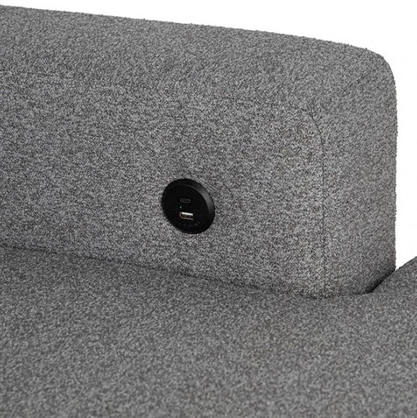 Chiller Gray Contemporary Style Pull Out Sleeper Sectional Sofa Gray textured surface with a USB port