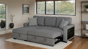 Chiller Gray Contemporary Style Pull Out Sleeper Sectional Sofa