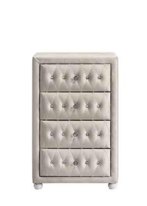 Chloe Beige Fabric Full Upholstered Kids Chest A minimalist black leather card holder or wallet with a clean horizontal seam, shown flat against a solid white background.