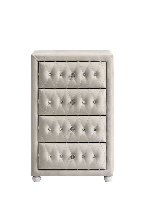 Chloe Beige Fabric Full Upholstered Kids Chest A minimalist black leather card holder or wallet with a clean horizontal seam, shown flat against a solid white background.