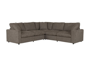 Cidni Light Gray Soft Round Arm Sectional Sofa Front