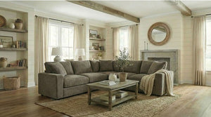 Cidni Light Gray Soft Round Arm Sectional Sofa Style
