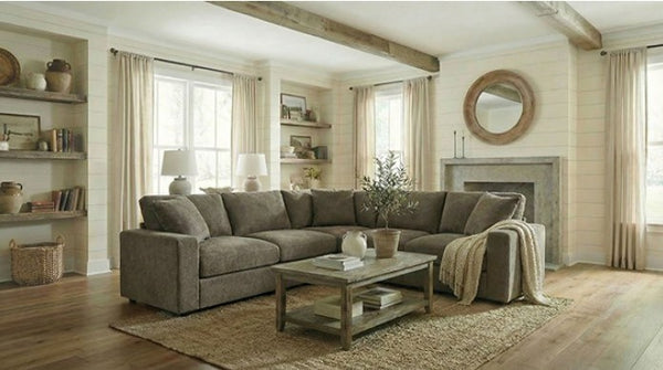 Cidni Light Gray Soft Round Arm Sectional Sofa Style
