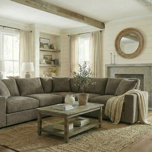 Cidni Light Gray Soft Round Arm Sectional Sofa