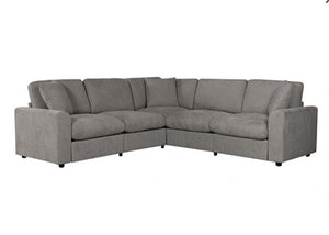Cidni Light Gray Soft Round Arm Sectional Sofa Gray sectional sofa on a white background