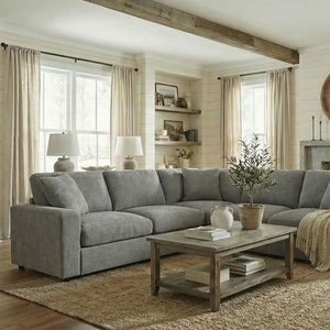 Cidni Light Gray Soft Round Arm Sectional Sofa