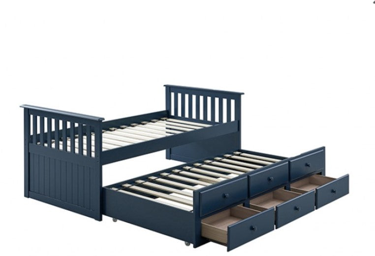 Clarita Midnight Blue Trundle 3 Drawer Bed