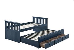 Clarita Midnight Blue Trundle 3 Drawer Bed Frame