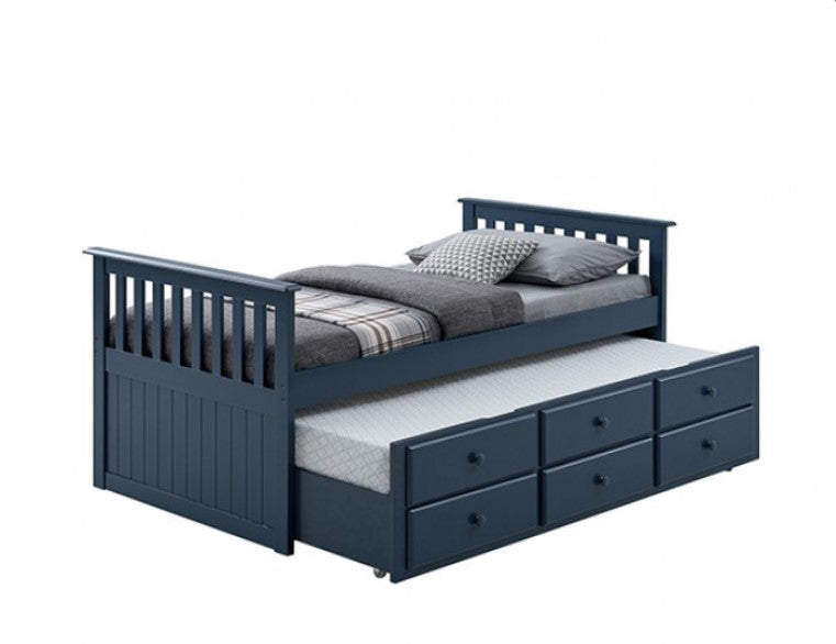 Clarita Midnight Blue Trundle 3 Drawer Bed