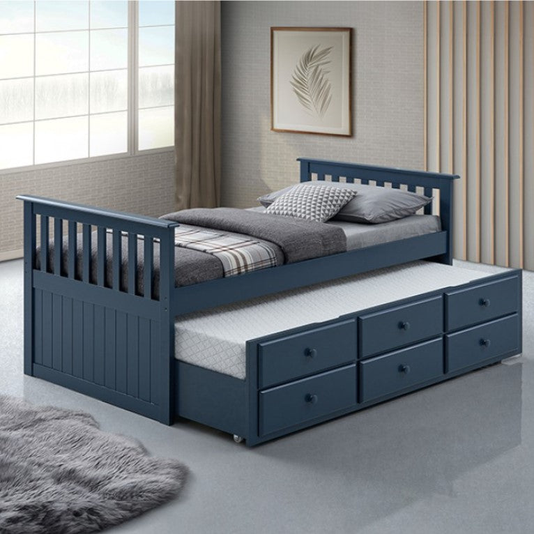 Clarita Midnight Blue Trundle 3 Drawer Bed