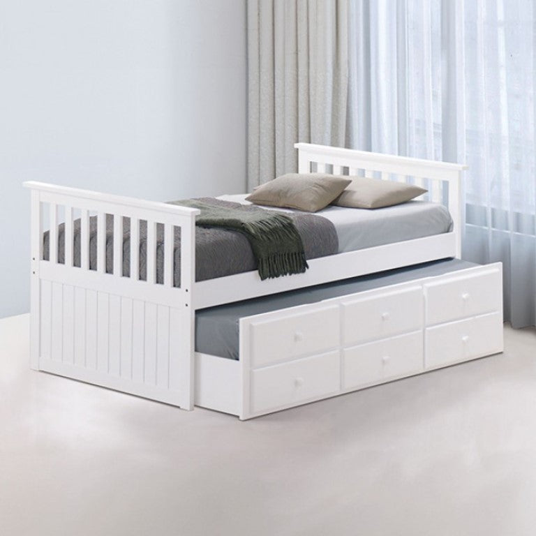 Clarita White Trundle 3 Drawer Bed