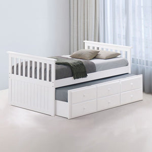 Clarita White Trundle 3 Drawer Bed