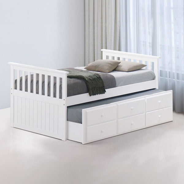 Clarita White Trundle 3 Drawer Bed