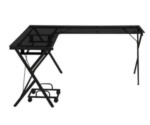 Danny L Shaped Metal Base Computer Desk Black