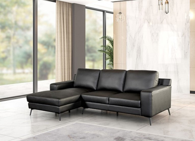 Dante Leather Match Black Sectional Sofa