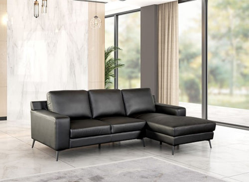 Dante Leather Match Black Sectional Sofa