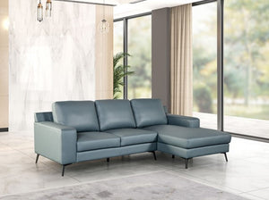 Dante Leather Match Blue Sectional Sofa