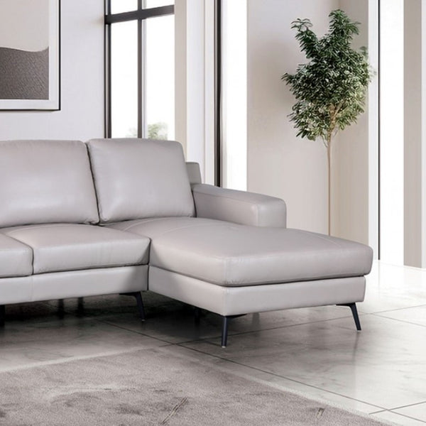 Dante Leather Match Light Gray Sectional Sofa Chase