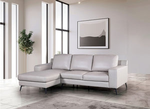 Dante Leather Match Light Gray Sectional Sofa Left