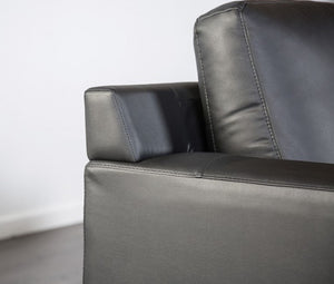 Dante Leather Match Black Sectional Sofa Gray leather sofa corner on a white background