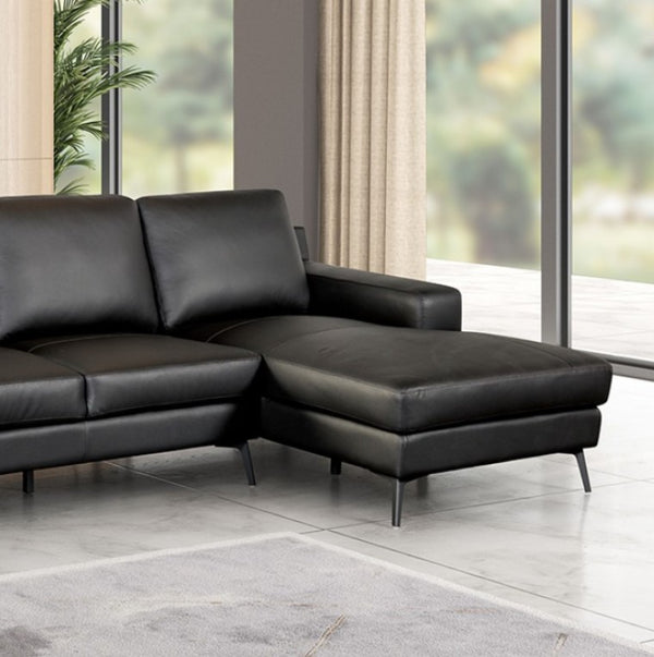 Dante Leather Match Black Sectional Sofa Chase