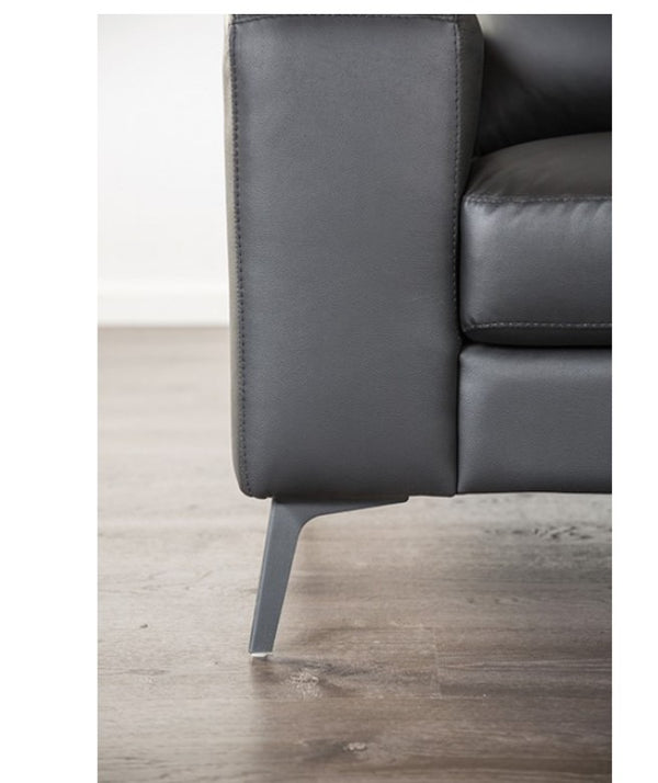 Dante Leather Match Black Sectional Sofa Arm