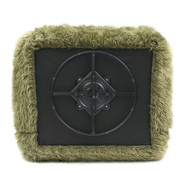 Dareen Contemporary Green Faux Fur Swivel Chair with Ball Pillows Bottom