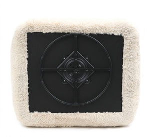 Dareen Contemporary Sand Faux Fur Swivel Chair with Ball Pillows Bottom wheel 