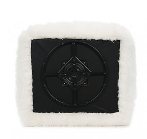 Dareen Contemporary White Faux Fur Swivel Chair with Ball Pillows