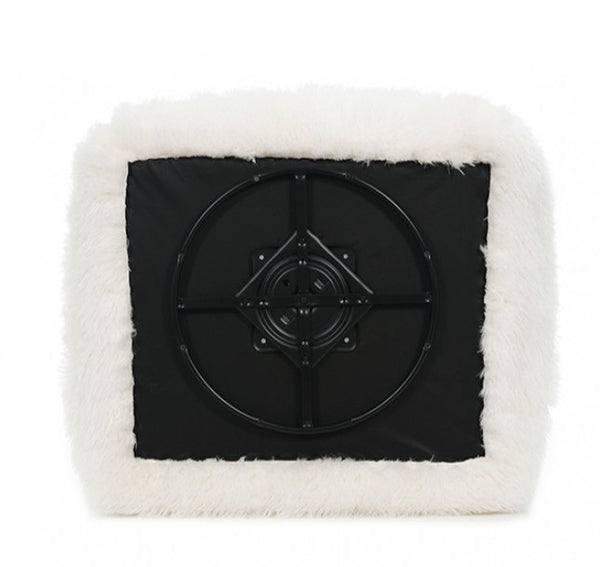 Dareen Contemporary White Faux Fur Swivel Chair with Ball Pillows
