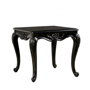 Darian Black End Table Carved Details Cabriole Legs