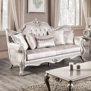 Darian Diamond Tufted Traditional Style Sofa Off White