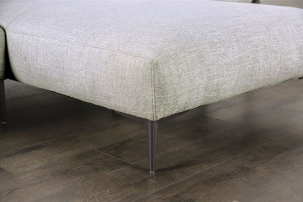Debron Linen Light Gray Sectional Sofa Leg