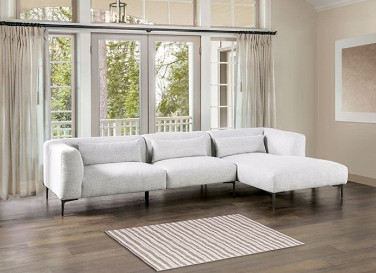 Debron Linen Light Gray Sectional Sofa