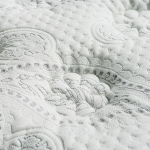 Siddalee Euro Pillow Top Gel Infused Memory Foam Mattress 16" Close-up of textured white fabric with intricate patterns