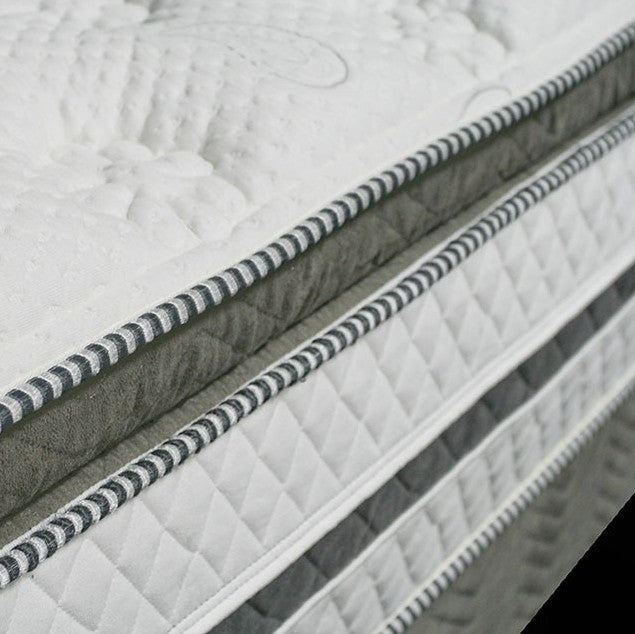 Siddalee Euro Pillow Top Gel Infused Memory Foam Mattress 16" A mattress with a quilted white top and gray side panels, shown on a plain white background with small text below reading '*Foundation sold separately.'.