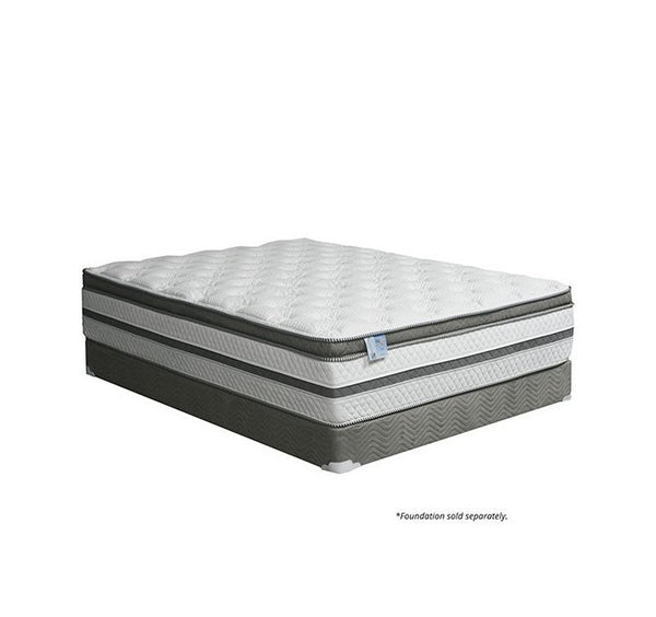 Siddalee Euro Pillow Top Gel Infused Memory Foam Mattress 16" A mattress with a quilted white top and gray side panels, shown on a plain white background with small text below reading '*Foundation sold separately.'.