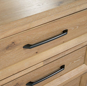 Wooden drawer with black handles