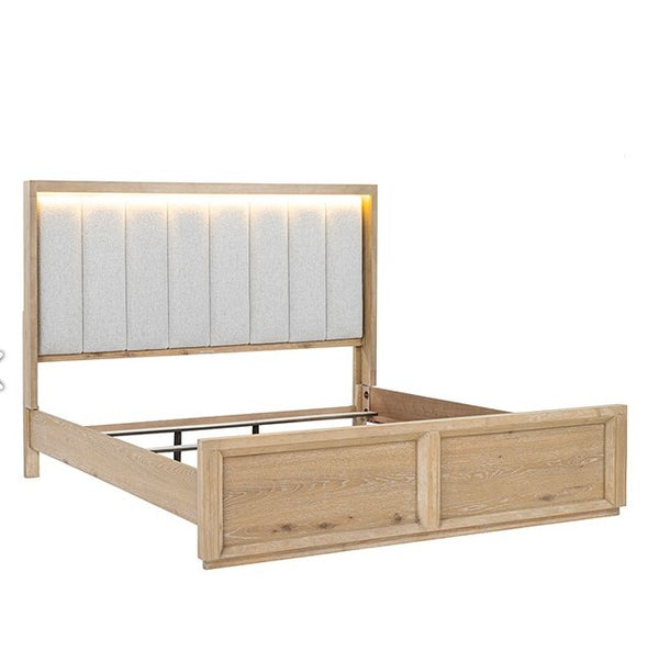 Delmar Natural Finish Upholstered Bed LED