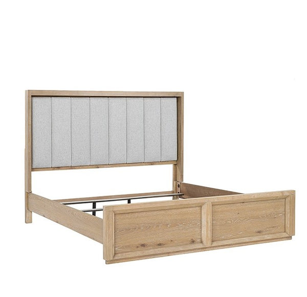Delmar Natural Finish Upholstered Bed Frame