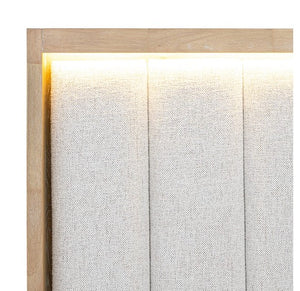 Delmar Natural Finish Upholstered Bed Headboard LED