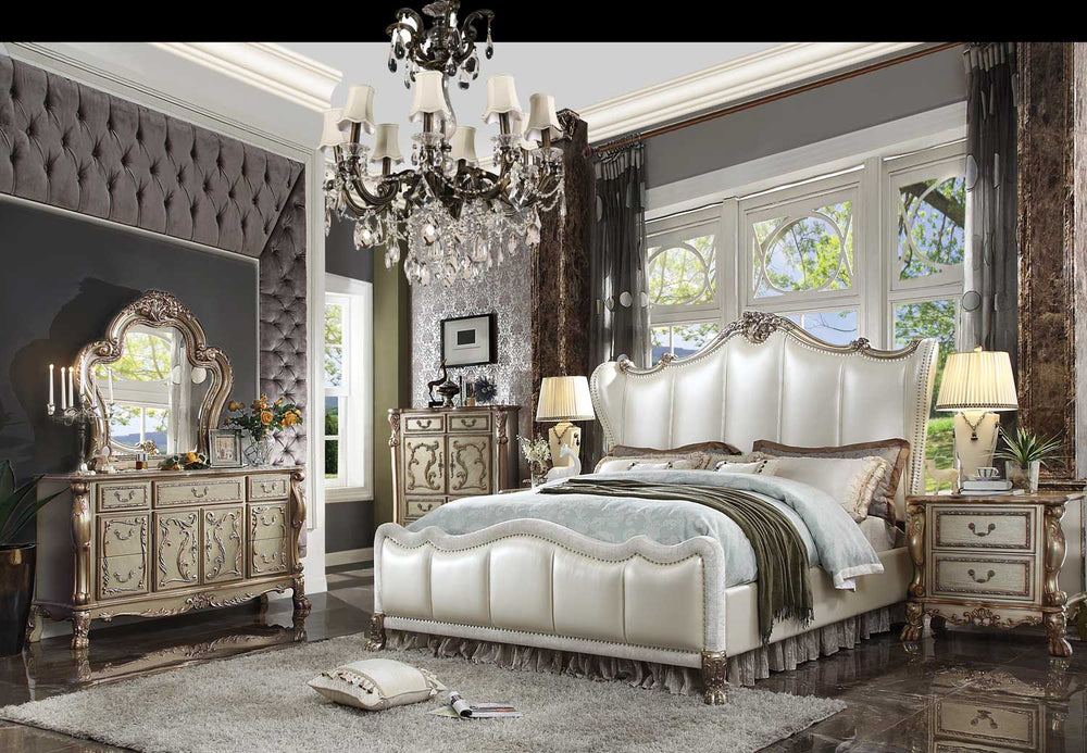 Dresden Bone White Traditional Style Fully Upholstered Bed