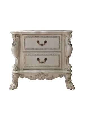 Dresden Bone White Traditional Style Nightstand Decorative nightstand with two drawers on a white background