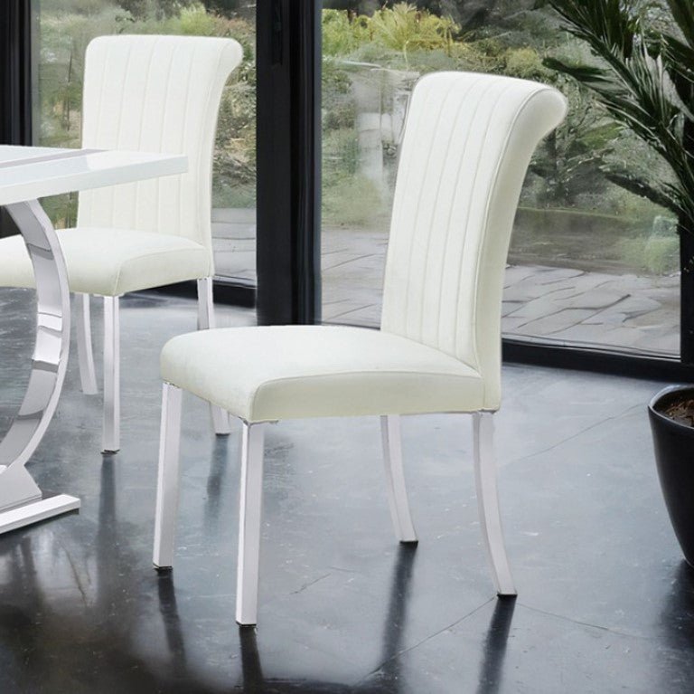 Editta Modern Glam Silver White Dining Chair
