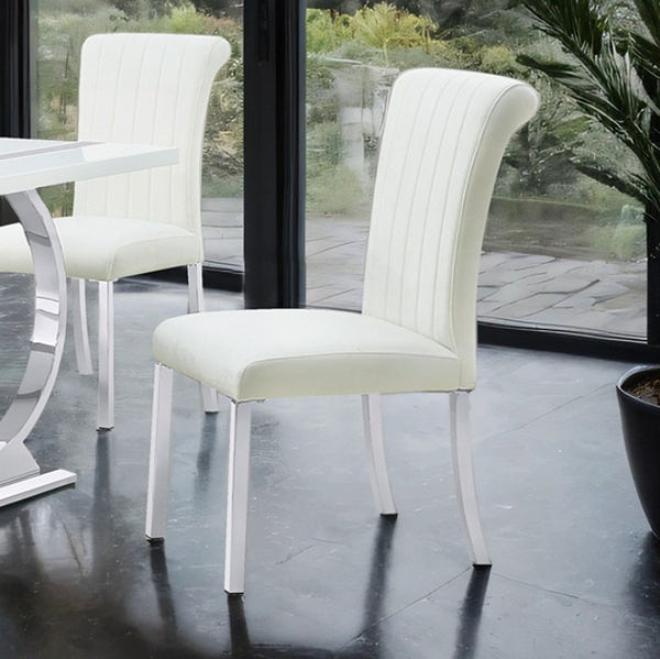 Editta Modern Glam Silver White Dining Chair