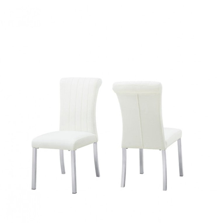 Editta Modern Glam Silver White Dining Chair