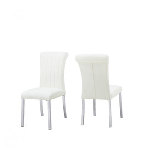 Two white chairs on a white background