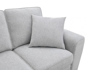 Erna Light Gray Chenille Fabric Sofa Gray sofa with a matching pillow on a white background