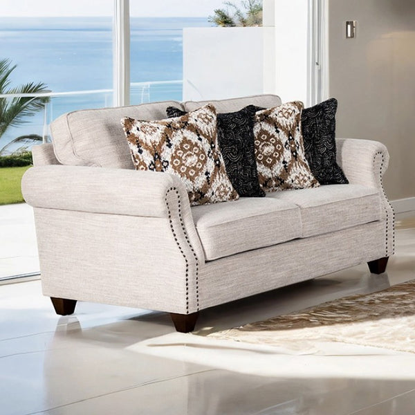 Erni Light Gray Fabric Loveseat With Pillows