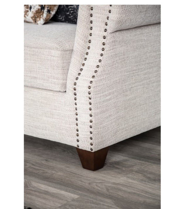 Erni Light Gray Fabric Sofa With Pillows Leg
